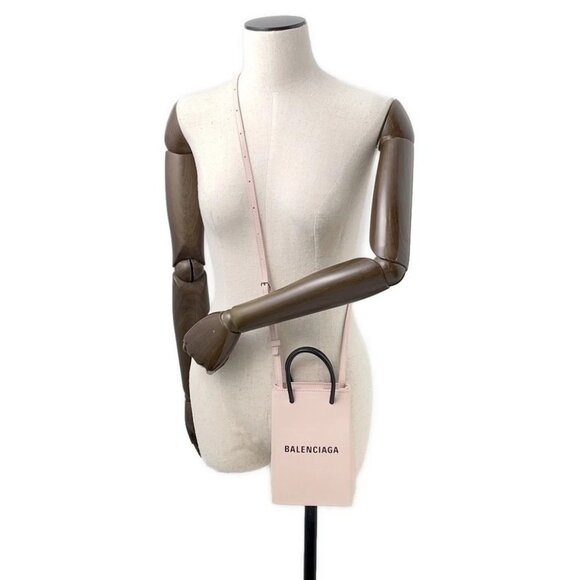 BALENCIAGA shopping phone holder bag Leather Light Pink 593826 - Picture 4 of 16